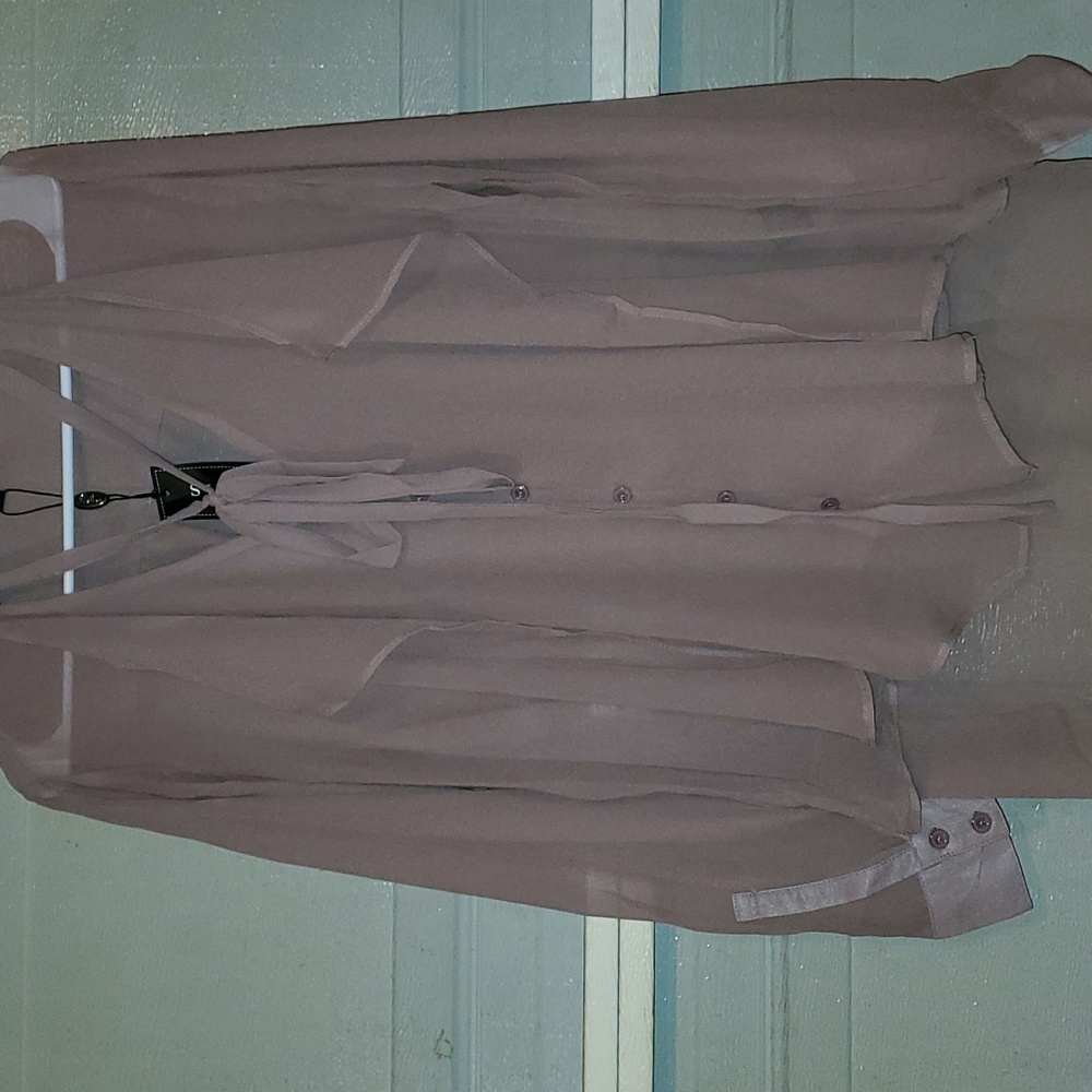 Never worn Tan S See through flowers blouse
